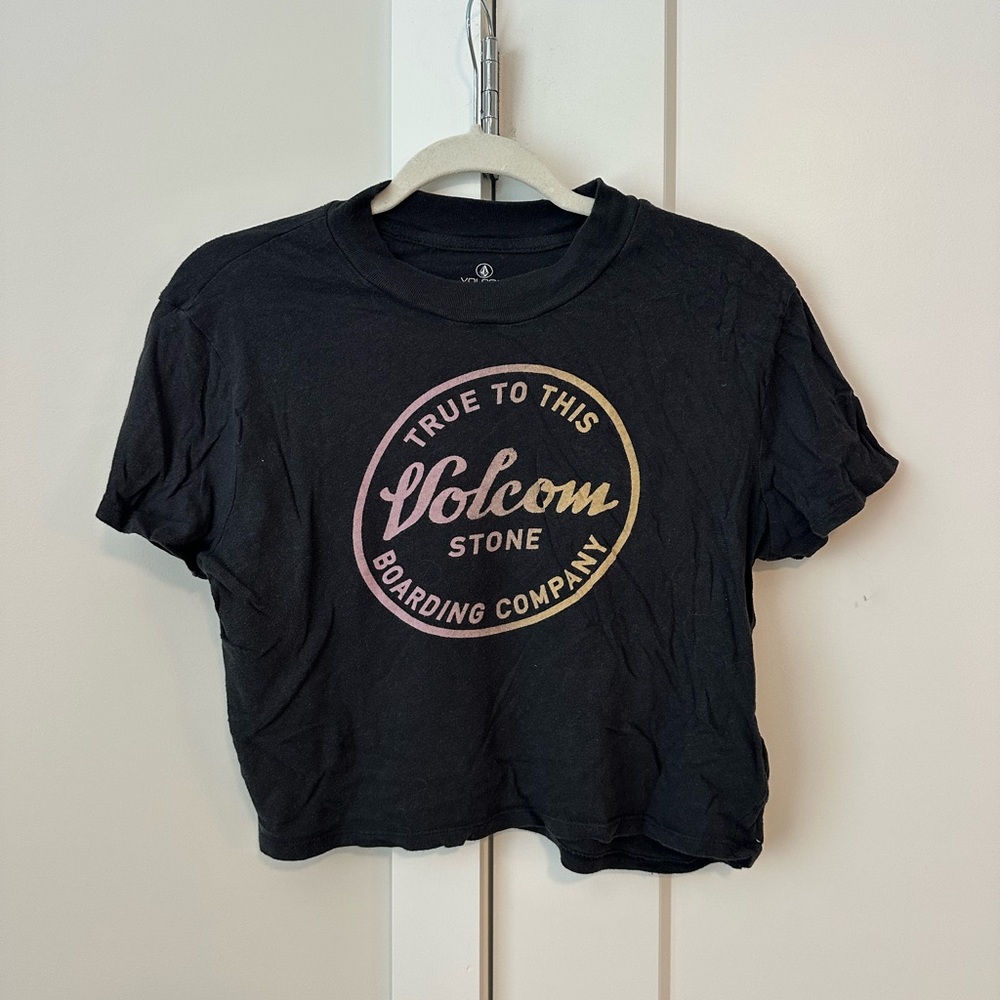 Volcom Black Crewneck Logo Tee